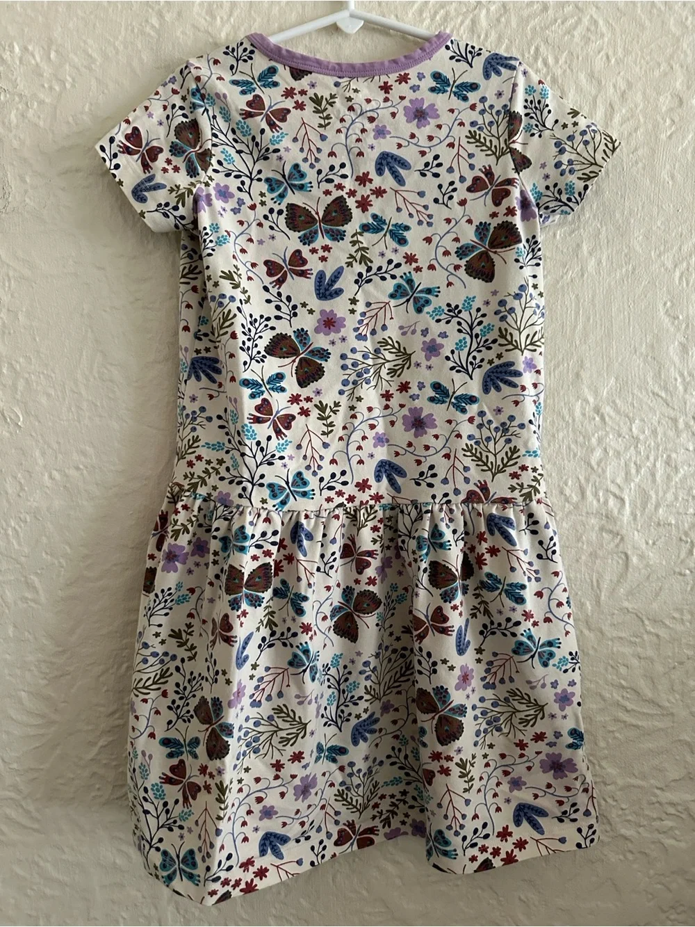 Mightly Girls Organic Cotton Short Sleeve Drop Waist Dress Botanical Flora 6 7